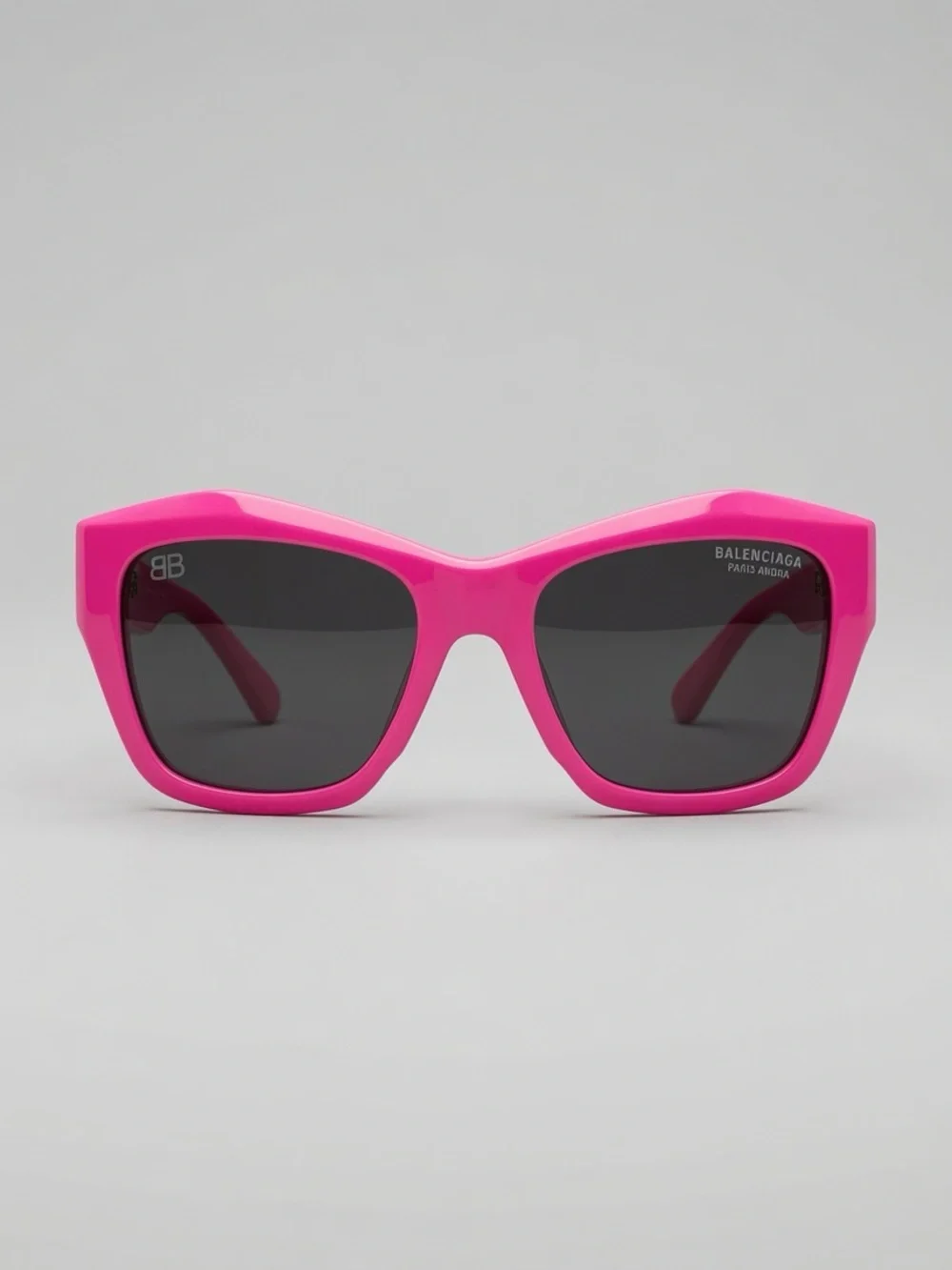 Balenciaga Neon Pink Angular Cat-Eye Sunglasses